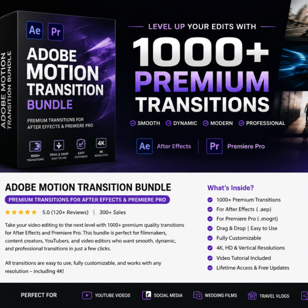 Adobe Motion Transition Bundle – 1000+ Premium Transitions for After Effects & Premiere Pro